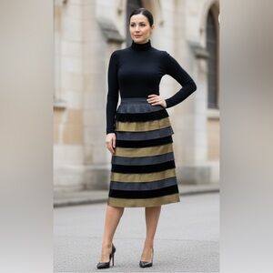 Stunning Silk & Velvet Tiered Skirt. Size 8